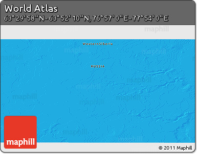 Political 3D Map of the Area around 63° 41' 4" N, 77° 25' 30" E