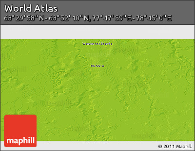 Physical 3D Map of the Area around 63° 41' 4" N, 78° 16' 30" E