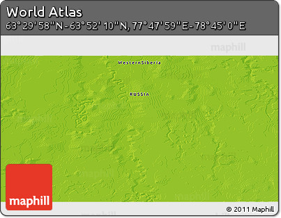 Physical 3D Map of the Area around 63° 41' 4" N, 78° 16' 30" E