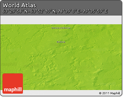 Physical 3D Map of the Area around 63° 41' 4" N, 79° 7' 30" E