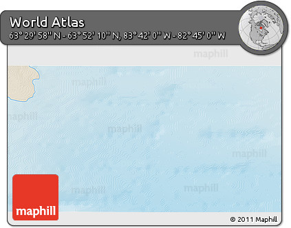 Shaded Relief 3D Map of the Area around 63° 41' 4" N, 83° 13' 29" W