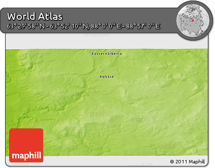 Physical 3D Map of the Area around 63° 41' 4" N, 88° 28' 29" E