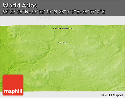 Physical 3D Map of the Area around 63° 41' 4" N, 88° 28' 29" E