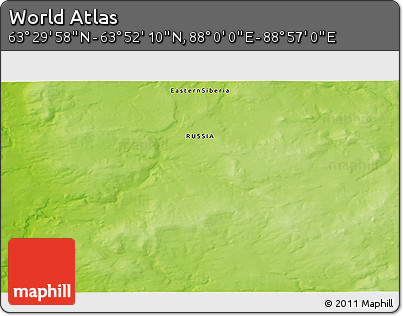 Physical 3D Map of the Area around 63° 41' 4" N, 88° 28' 29" E