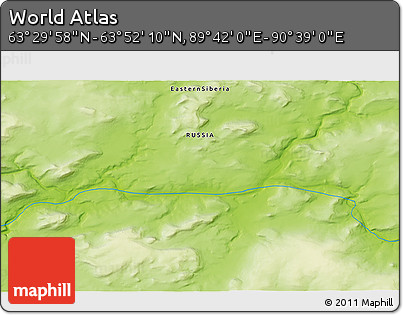Physical 3D Map of the Area around 63° 41' 4" N, 90° 10' 30" E