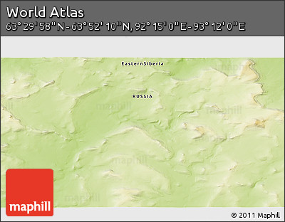 Physical 3D Map of the Area around 63° 41' 4" N, 92° 43' 29" E