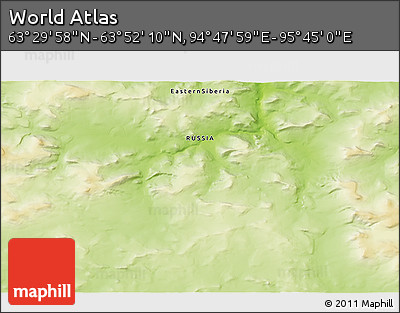 Physical 3D Map of the Area around 63° 41' 4" N, 95° 16' 30" E