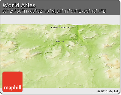 Physical 3D Map of the Area around 63° 41' 4" N, 95° 16' 30" E