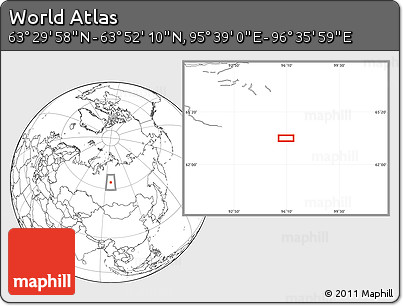 Blank Location Map of the Area around 63° 41' 4" N, 96° 7' 30" E
