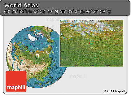 Satellite Location Map of the Area around 63° 41' 4" N, 96° 7' 30" E
