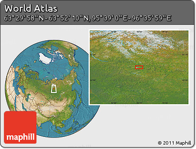 Satellite Location Map of the Area around 63° 41' 4" N, 96° 7' 30" E