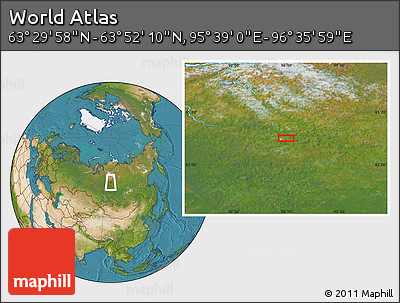 Satellite Location Map of the Area around 63° 41' 4" N, 96° 7' 30" E