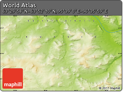 Physical Map of the Area around 63° 41' 4" N, 96° 7' 30" E