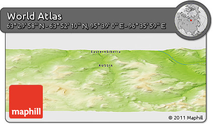 Physical Panoramic Map of the Area around 63° 41' 4" N, 96° 7' 30" E