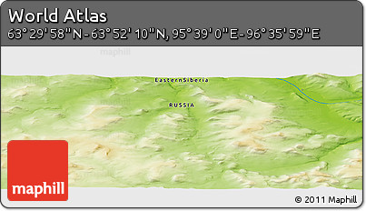 Physical Panoramic Map of the Area around 63° 41' 4" N, 96° 7' 30" E