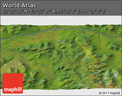 Satellite 3D Map of the Area around 63° 41' 4" N, 96° 58' 29" E
