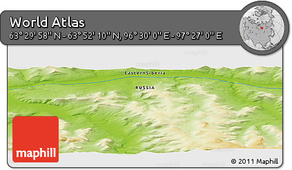 Physical Panoramic Map of the Area around 63° 41' 4" N, 96° 58' 29" E