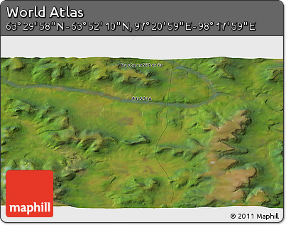 Satellite 3D Map of the Area around 63° 41' 4" N, 97° 49' 29" E