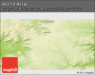 Physical 3D Map of the Area around 63° 41' 4" N, 99° 31' 30" E