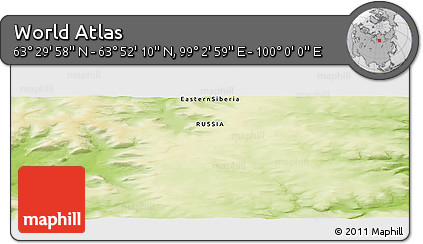 Physical Panoramic Map of the Area around 63° 41' 4" N, 99° 31' 30" E