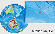 Physical Location Map of the area around 63° 7' 48" S, 154° 46' 30" E