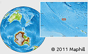 Physical Location Map of the area around 63° 7' 48" S, 157° 19' 29" E