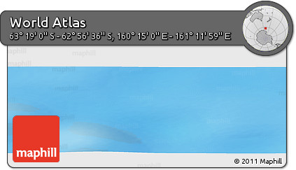Physical Panoramic Map of the Area around 63° 7' 48" S, 160° 43' 29" E
