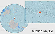 Gray Location Map of the area around 63° 7' 48" S, 171° 46' 30" E, hill shading