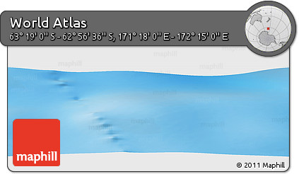 Physical Panoramic Map of the Area around 63° 7' 48" S, 171° 46' 30" E