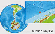 Physical Location Map of the area around 63° 7' 48" S, 66° 13' 29" W
