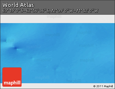 Physical 3D Map of the Area around 63° 7' 48" S, 72° 10' 30" W