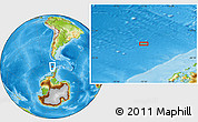 Physical Location Map of the area around 63° 7' 48" S, 72° 10' 30" W