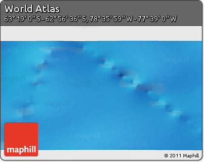Physical 3D Map of the Area around 63° 7' 48" S, 78° 7' 30" W