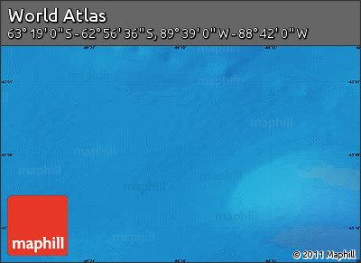 Shaded Relief Map of the Area around 63° 7' 48" S, 89° 10' 30" W