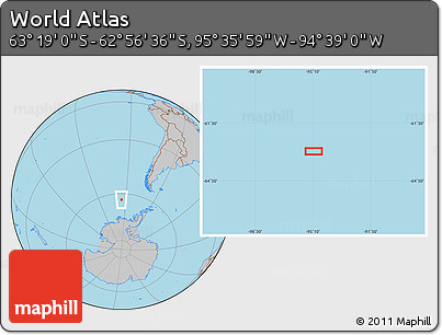Gray Location Map of the Area around 63° 7' 48" S, 95° 7' 30" W