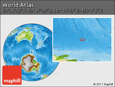 Physical Location Map of the Area around 63° 27' 47" S, 149° 40' 30" E