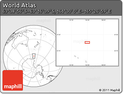 Blank Location Map of the Area around 63° 27' 47" S, 164° 58' 29" E