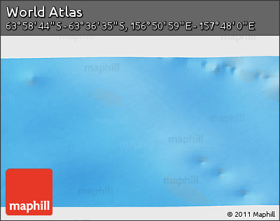 Physical 3D Map of the Area around 63° 47' 40" S, 157° 19' 29" E