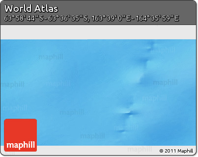 Shaded Relief 3D Map of the Area around 63° 47' 40" S, 164° 7' 30" E