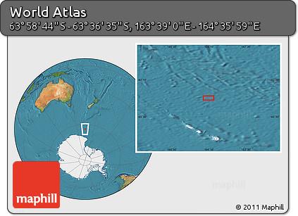 Satellite Location Map of the Area around 63° 47' 40" S, 164° 7' 30" E