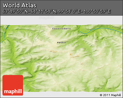 Physical 3D Map of the Area around 64° 0' 52" N, 100° 22' 30" E