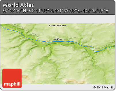 Physical 3D Map of the Area around 64° 0' 52" N, 102° 4' 29" E