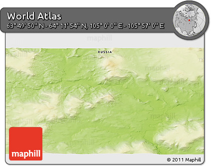 Physical 3D Map of the Area around 64° 0' 52" N, 105° 28' 29" E