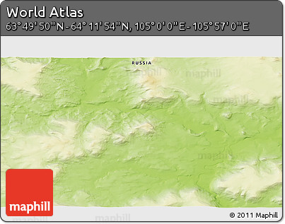 Physical 3D Map of the Area around 64° 0' 52" N, 105° 28' 29" E