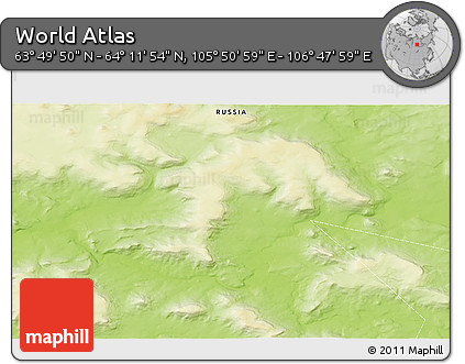 Physical 3D Map of the Area around 64° 0' 52" N, 106° 19' 29" E