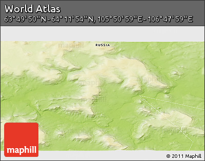 Physical 3D Map of the Area around 64° 0' 52" N, 106° 19' 29" E