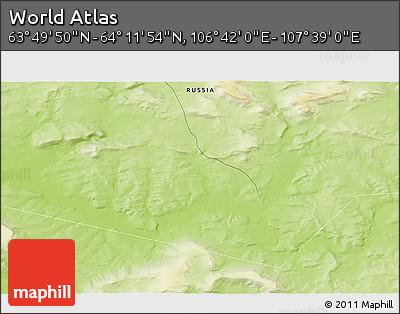 Physical 3D Map of the Area around 64° 0' 52" N, 107° 10' 30" E