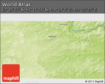 Physical 3D Map of the Area around 64° 0' 52" N, 108° 52' 30" E