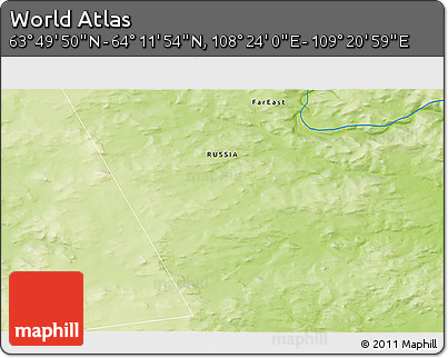 Physical 3D Map of the Area around 64° 0' 52" N, 108° 52' 30" E