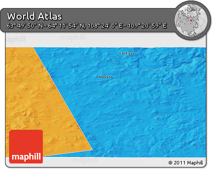 Political 3D Map of the Area around 64° 0' 52" N, 108° 52' 30" E